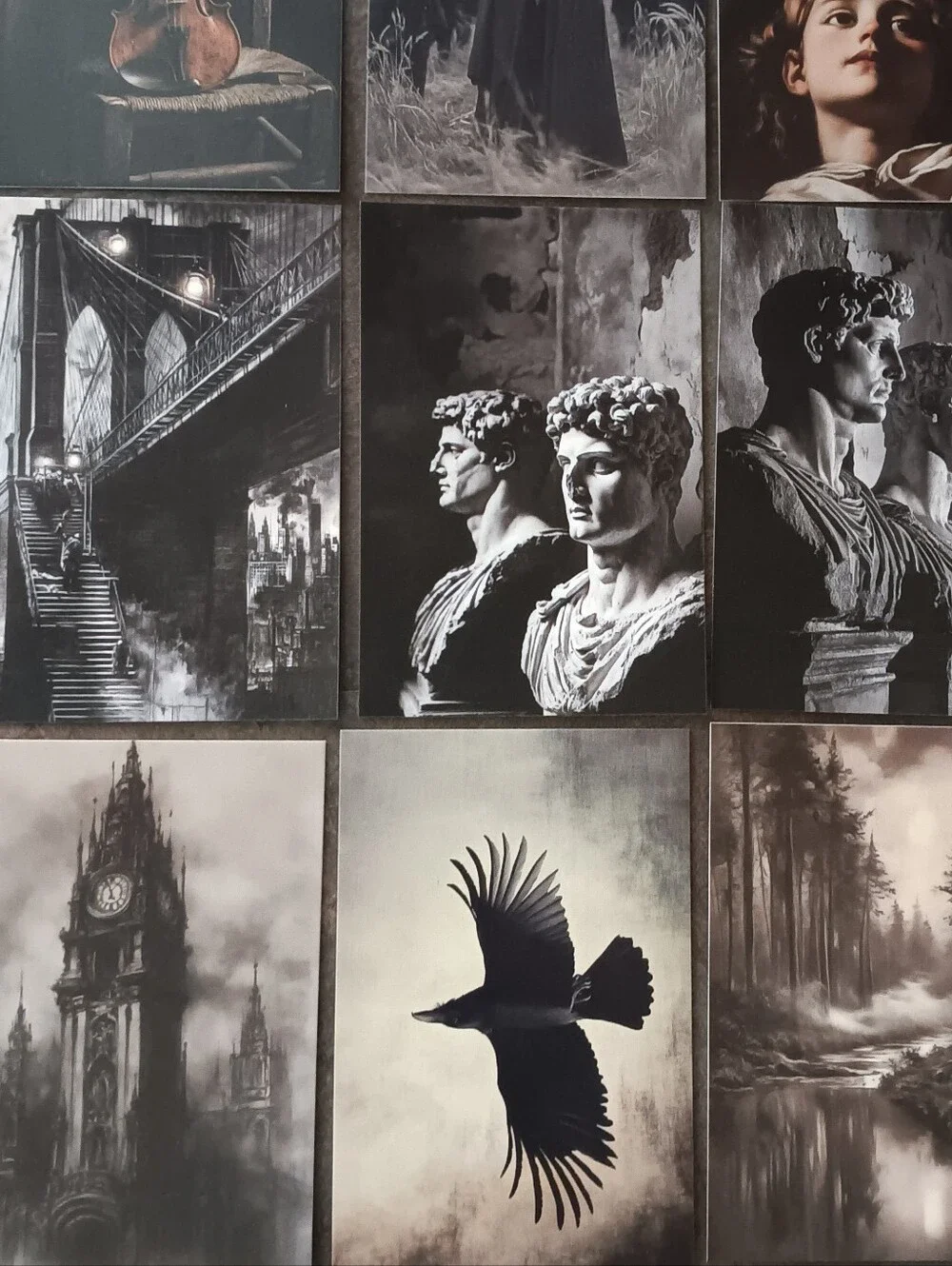 Dark Gothic Postcard Set Of 12, Academia Art Print Correspondence Notes 4x6